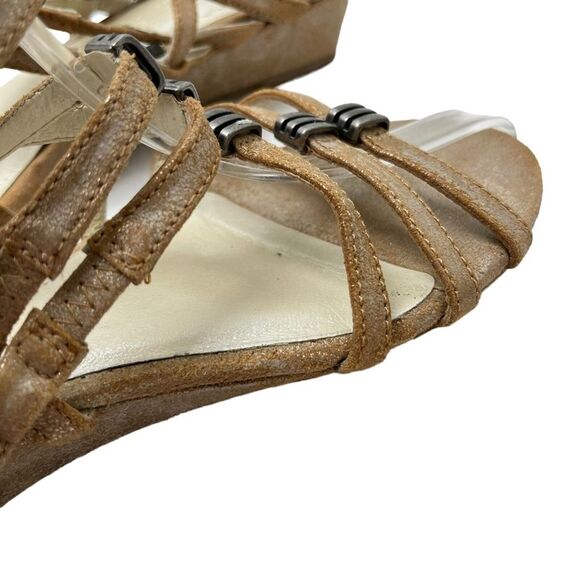 GERRY WEBER Genuine Leather Bronze Sandals Wedges Slingback Beige Shoes 37 / 6.5 - Picture 12 of 16